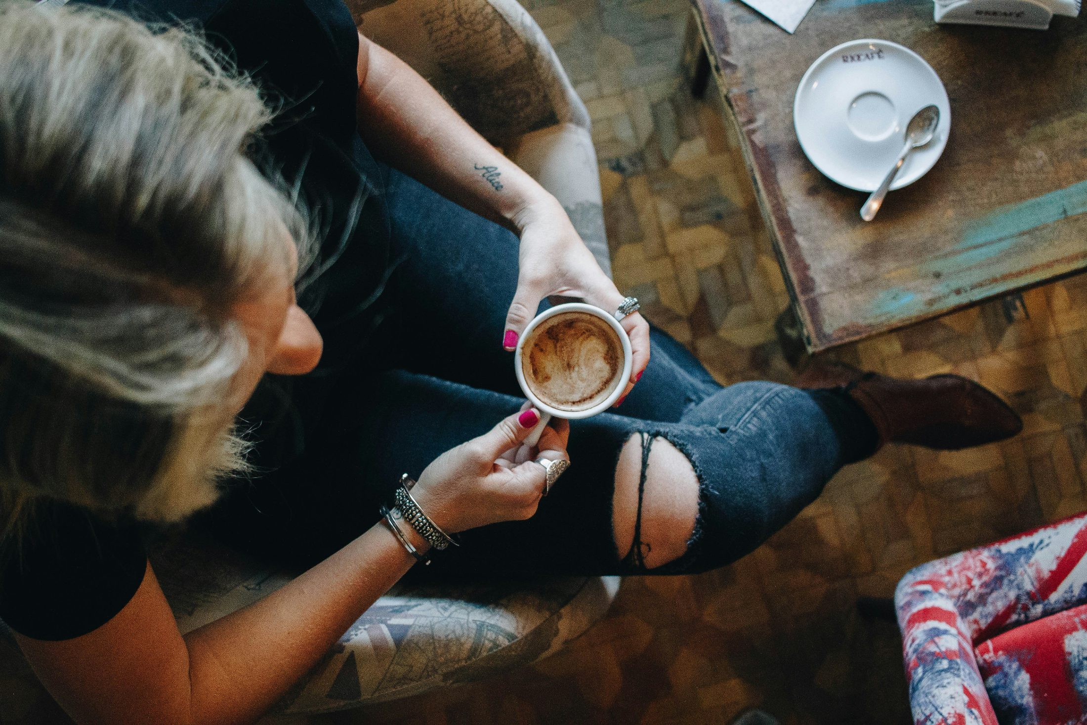 Taking a quiet moment with a cup of coffee